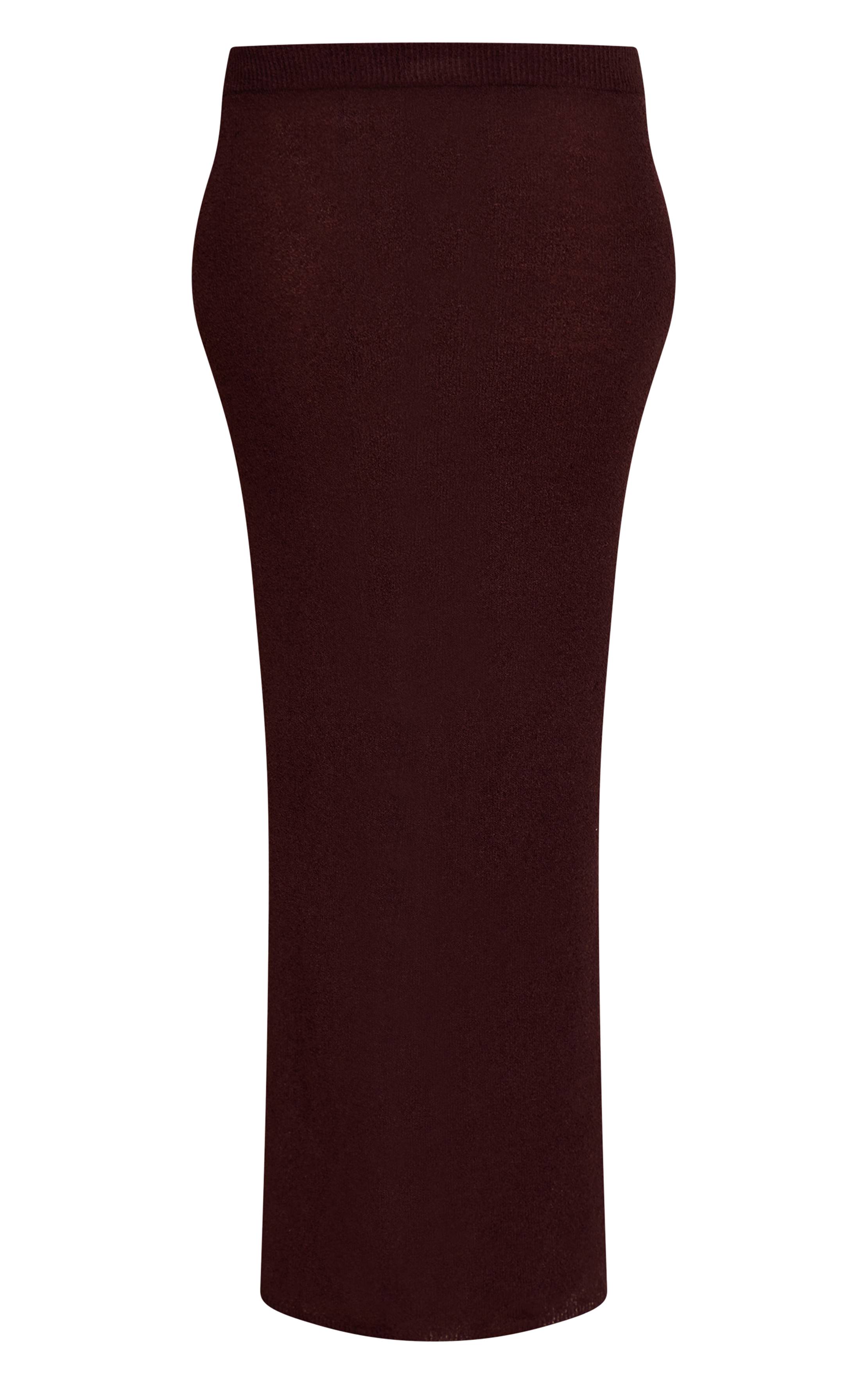 Chocolate Plum Jupe Longue En Maille Fine Effet Éponge