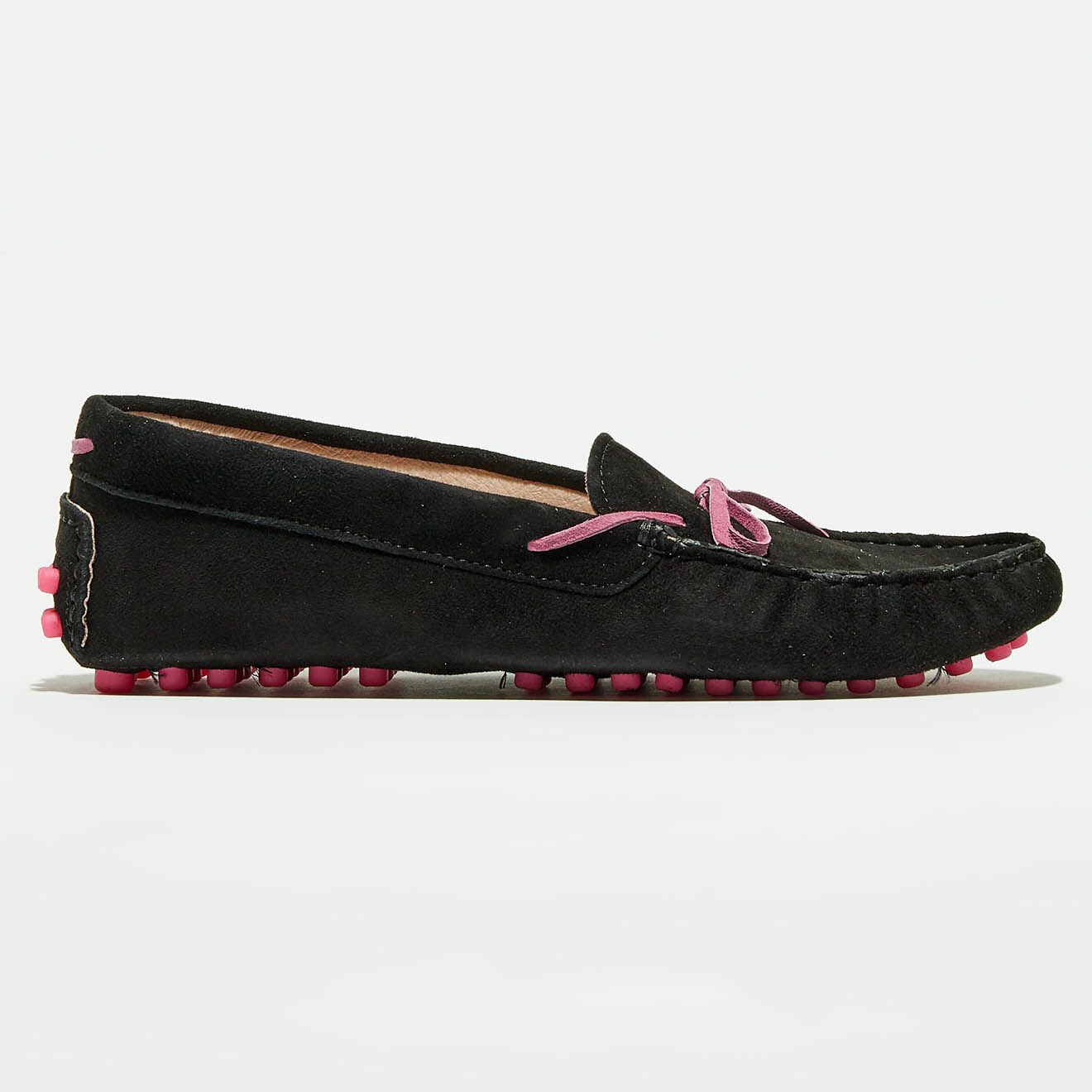 Flavio Création Mocassins en Velours de Cuir Mariela noir/rose