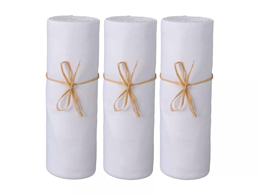 Lot de 3 draps housses bébé jersey bio blanc 60x120