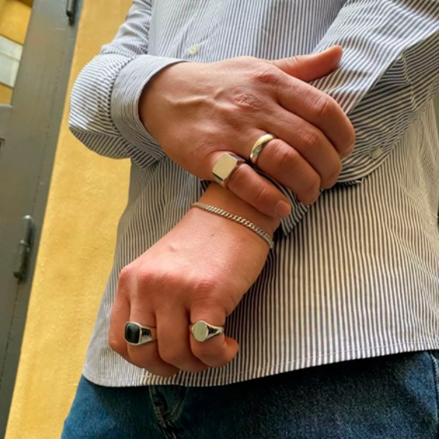 IX Studios Cushion Signet Marble Ring 22 kt. Sølv DMN0282RHGRMA