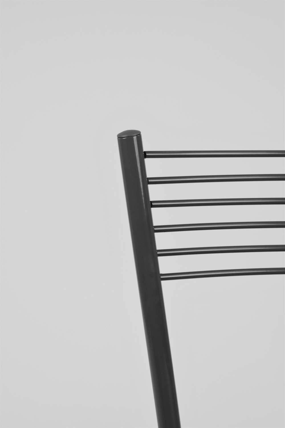 Tommychairs - 2er Set moderne Barhocker ELEGANCE für Küche und Esszimmer, lackierte Metallkonstruktion in der Farbe Dunkelgrau, gepolsterte Sitzfläche mit Kunstleder im Farbton Dunkelgrau bezogen