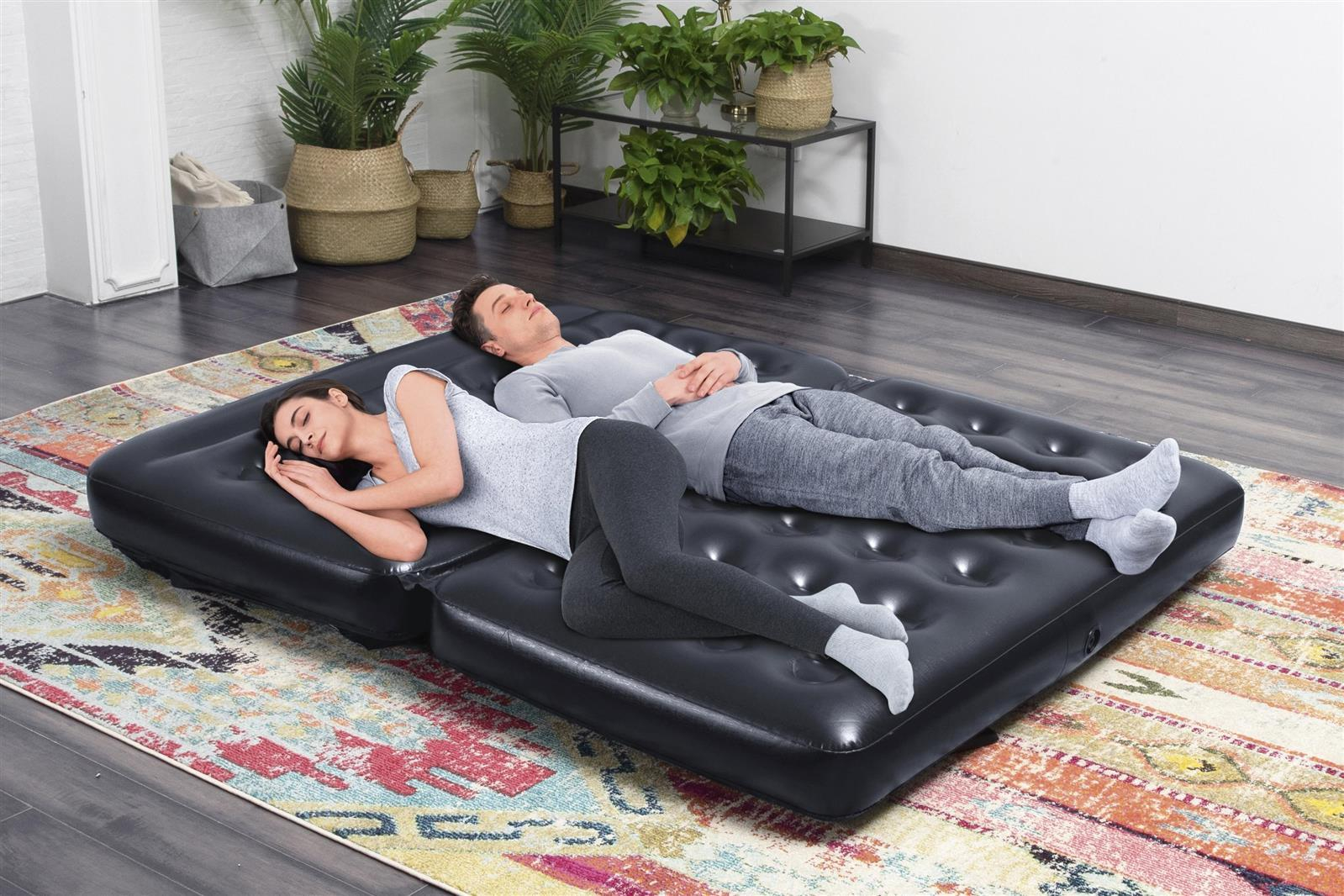 (188x152cm) 5in1 Multi-Max Luft Sofa Aufblasbare Couch Doppelbett Gäste Luftmatratze (75054) - Blau