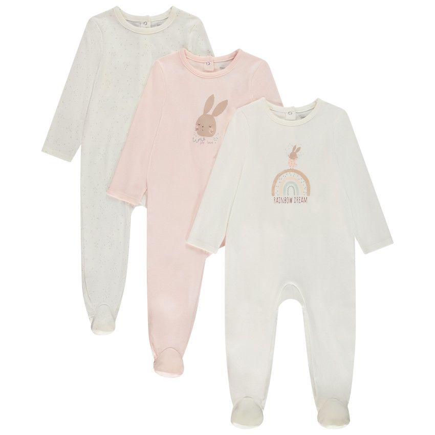 Lot de 3 dors-bien Lapin pour bébé fille avec ouvertures différentes selon l'âge - Ecru