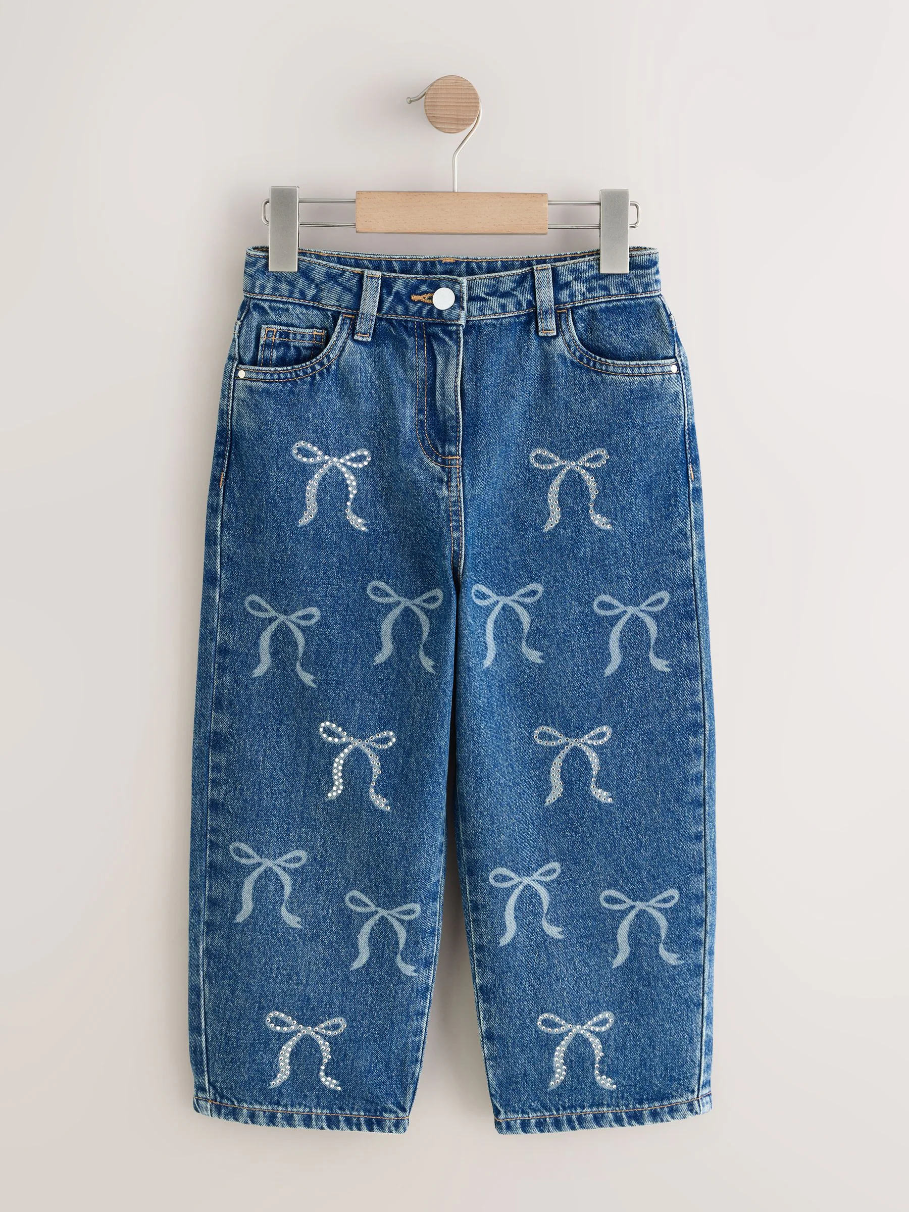 Normaal blauw - Wide Floral Print Embellished Jeans (3-16yrs)