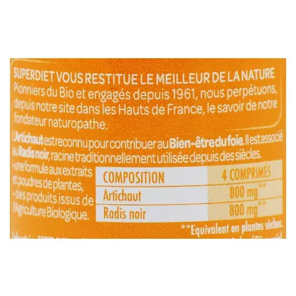 Superdiet Radis Noir Artichaut Bio 80 comprimés