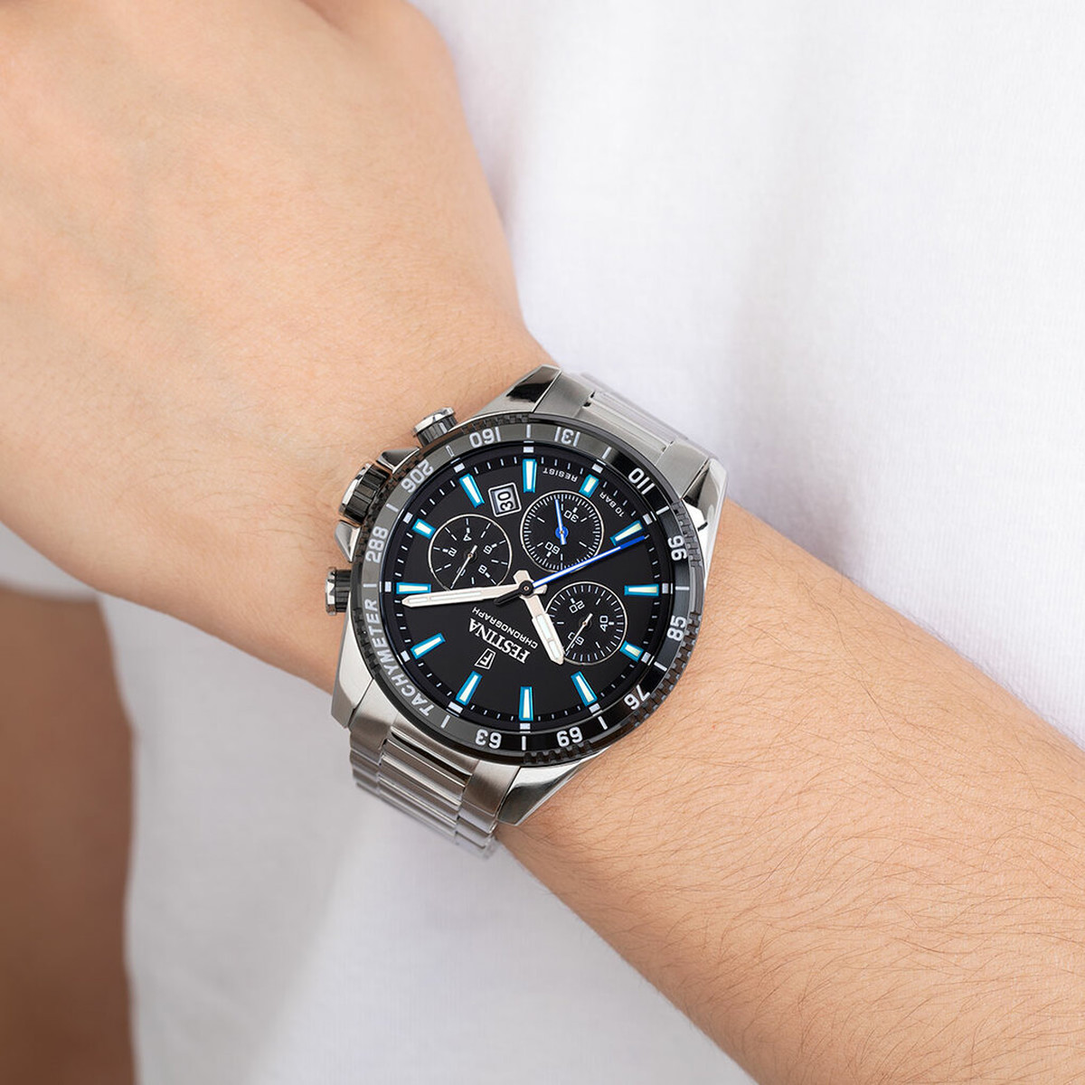 Montre Festina homme chronographe acier bracelet acier