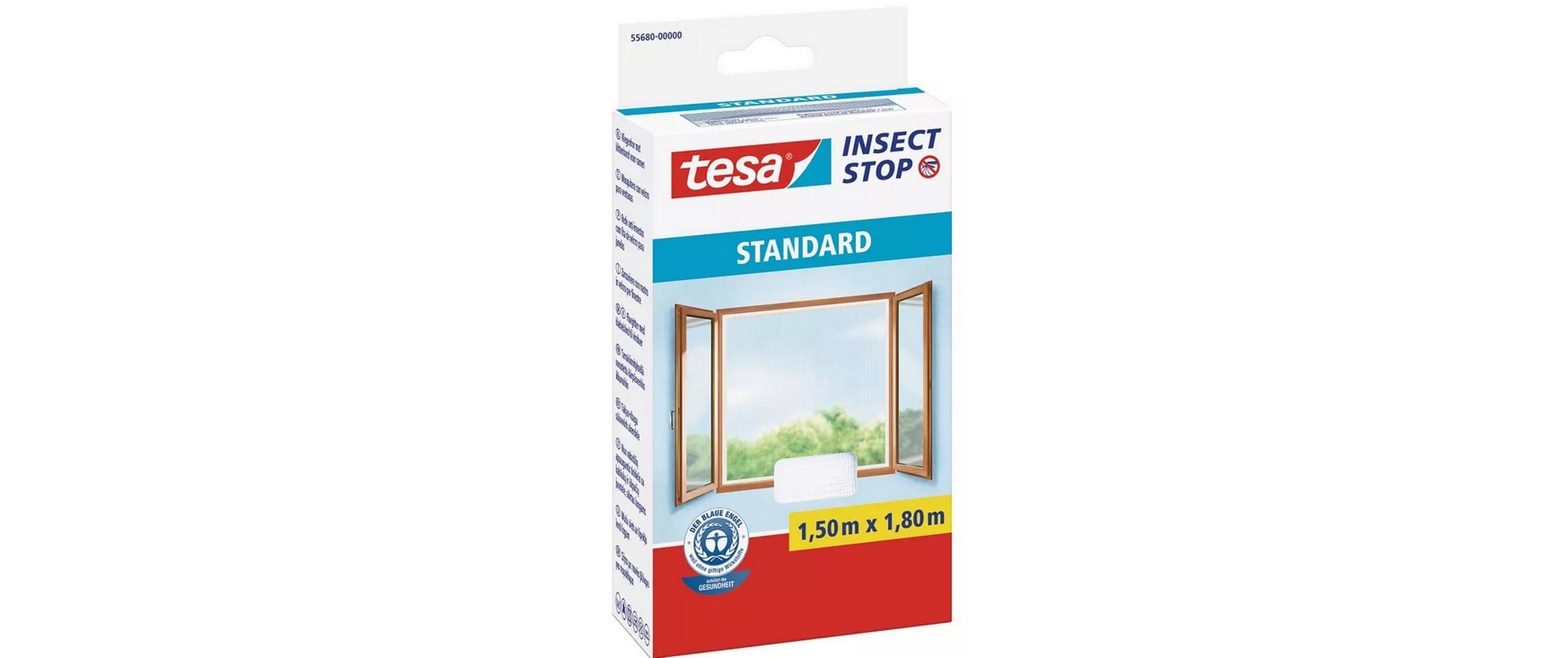 Fliegengitter -Set Standard, 2x 1.5 m x 1.8 m, WeissZuschneidbarer Insektenschutz Insect Stop ohne Bohren für Fenster, 2er-Pack
