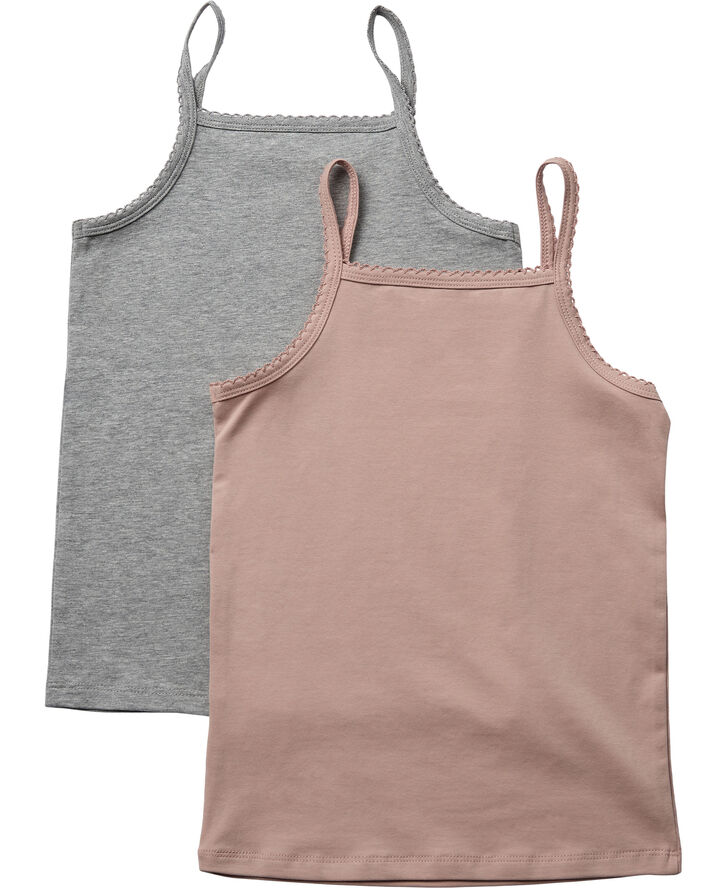 Magasin du Nord Collection Girls Tanktops 2-Pack Light grey melange