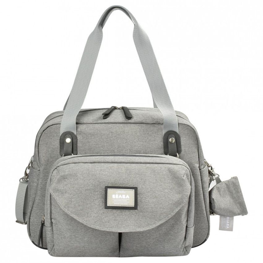 Sac à langer Genève II - Gris chiné - Ecru