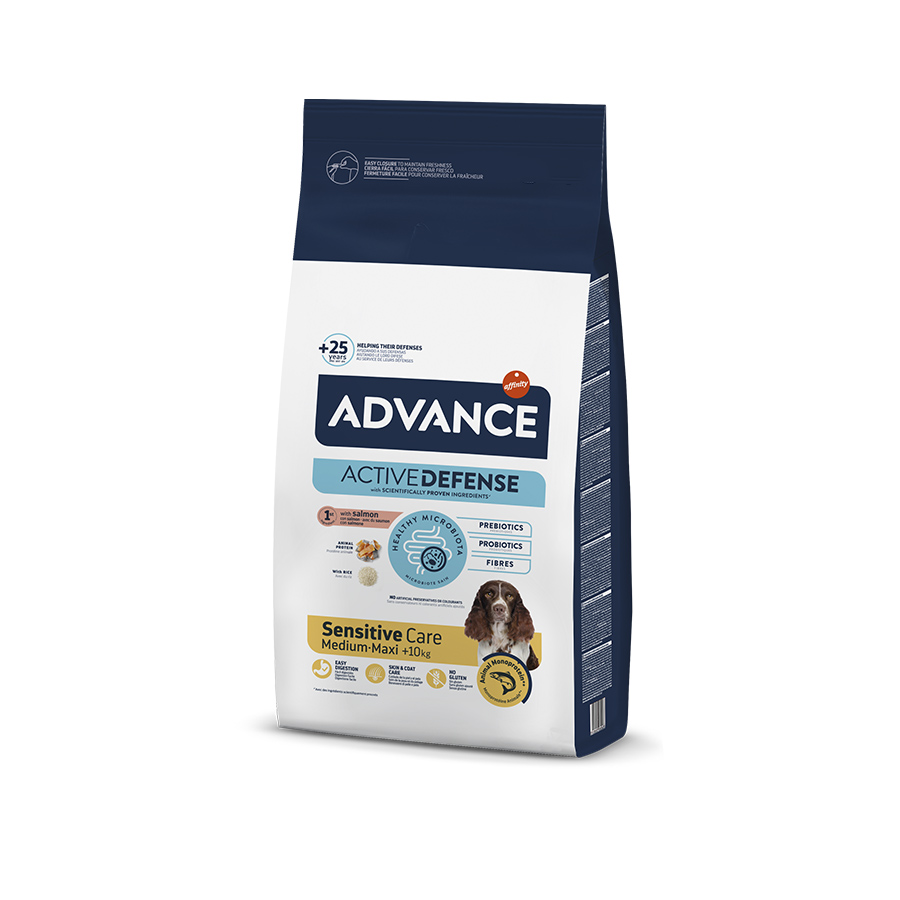 Ração Advance Active Defense Medium Maxi Sensitive Salmão e Arroz para cães
