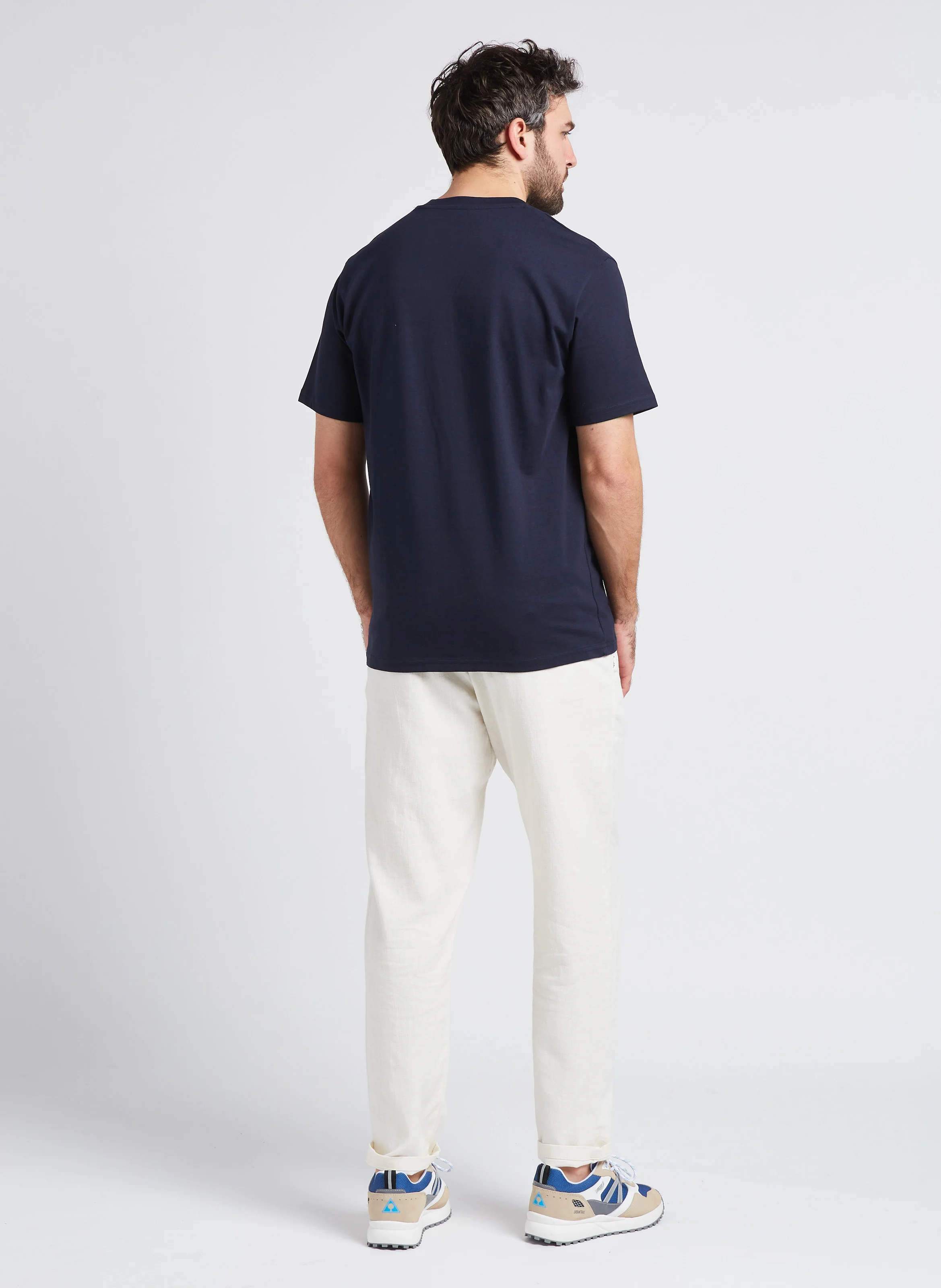 Pantalon droit en coton bio mélangé| Blanc