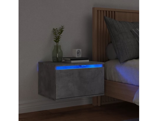VIDAXL - Table de chevet murale avec lumières led gris béton