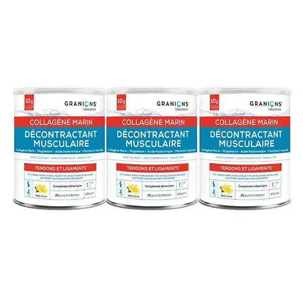 Granions Décontractant Musculaire Collagène Marin - Lot de 3 - Récupération Musculaire 3x300g Cure 3 mois
