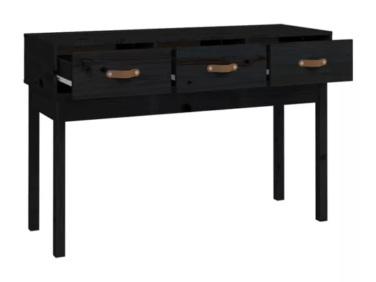 Table console Noir 114x40x75 cm Bois massif de pin