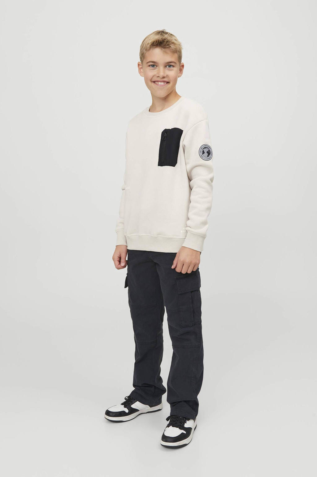 JACK & JONES loose fit cargobroek JPSTKANE JJHARLOW zwart