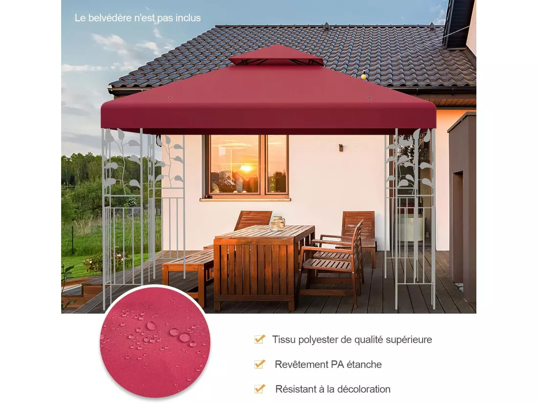 Toile de Rechange pour Pavillon Toile de Toit pour Tente Canopée pour Tonnelles 300 x 300 cm Beige