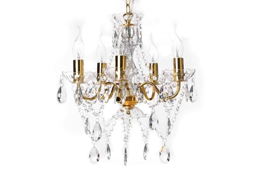 Design Kronleuchter DIAMONDS S 40cm gold Acryl 5-armig Barock Design