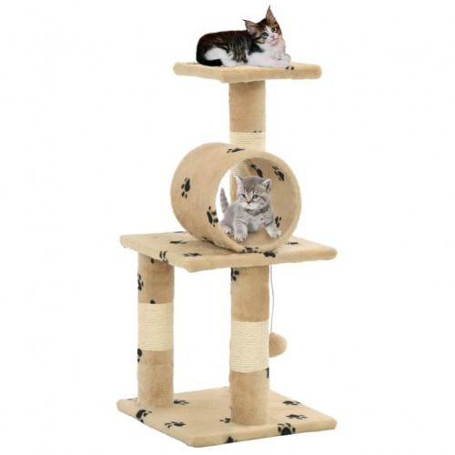 Arranhador para Gatos vidaXL, Bege, com Estampa de Patinhas