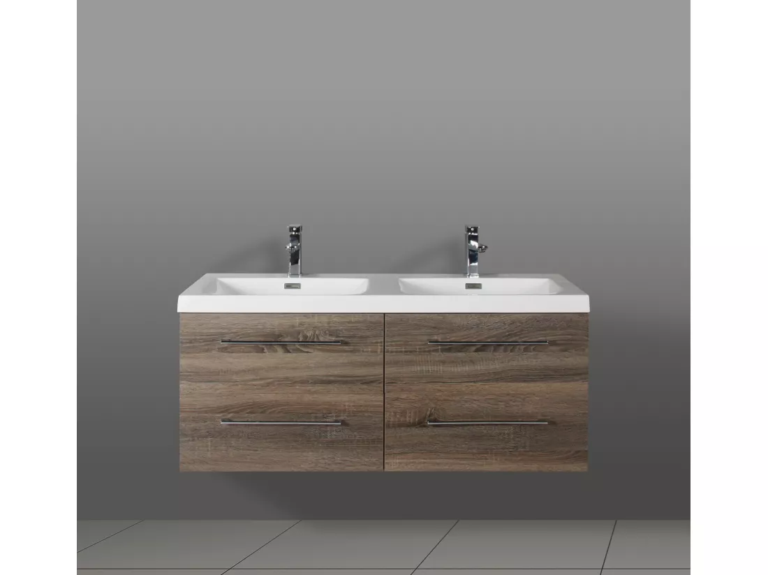 Meuble double vasque 120 cm chêne calirfornien gris Aquasun