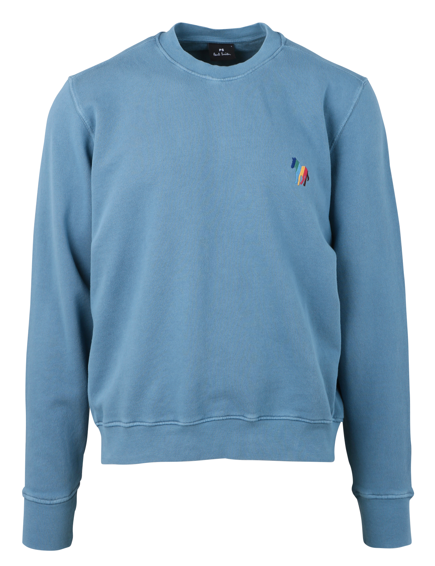 Sweat col rond brodé en coton | Bleu