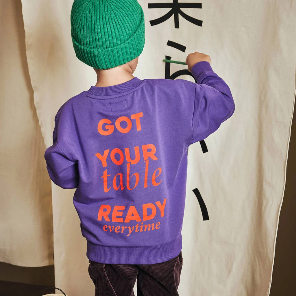 Z8 mini sweater Teun met backprint paars