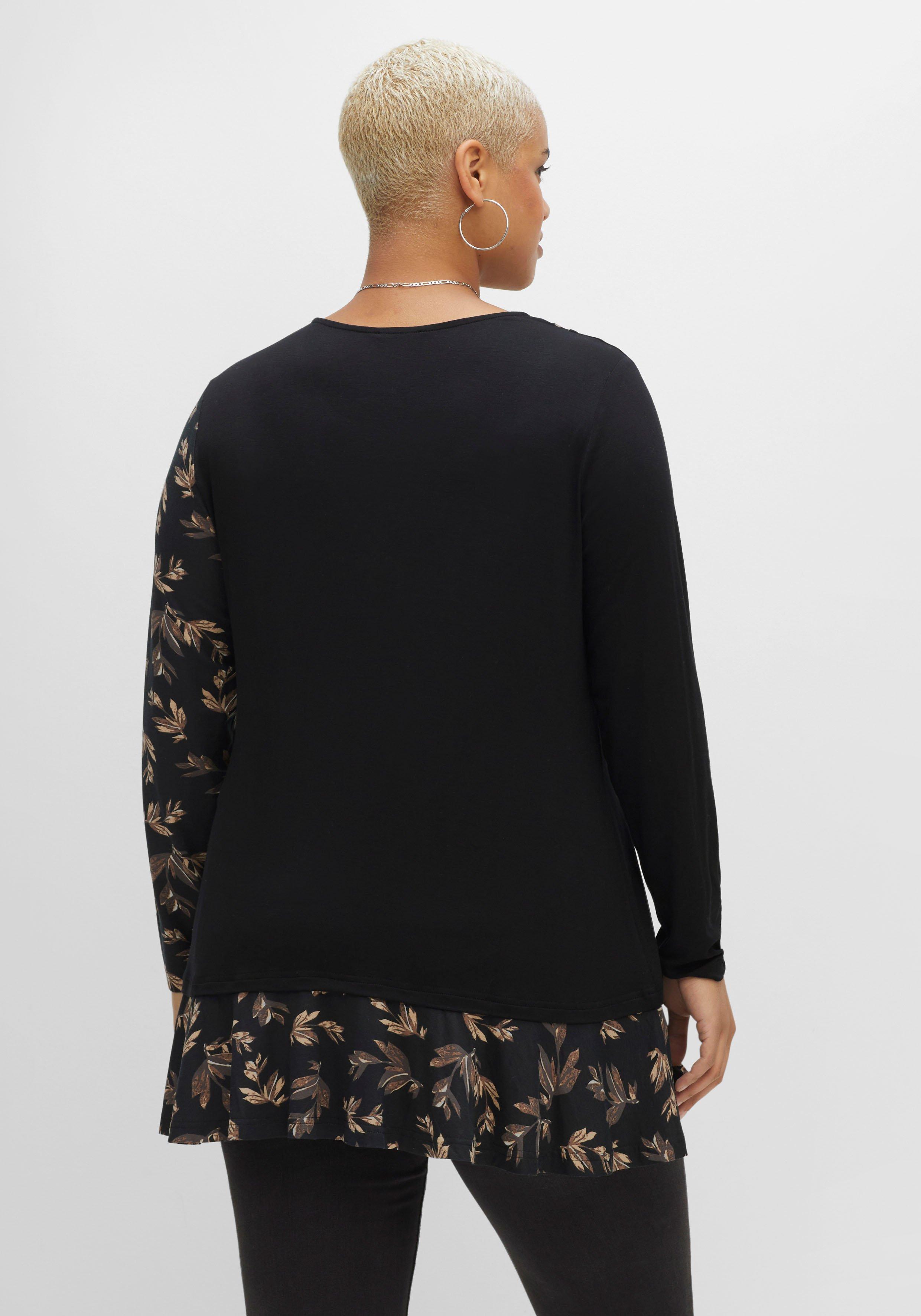 Longshirt mit floralem Druck, in Double-Layer-Optik