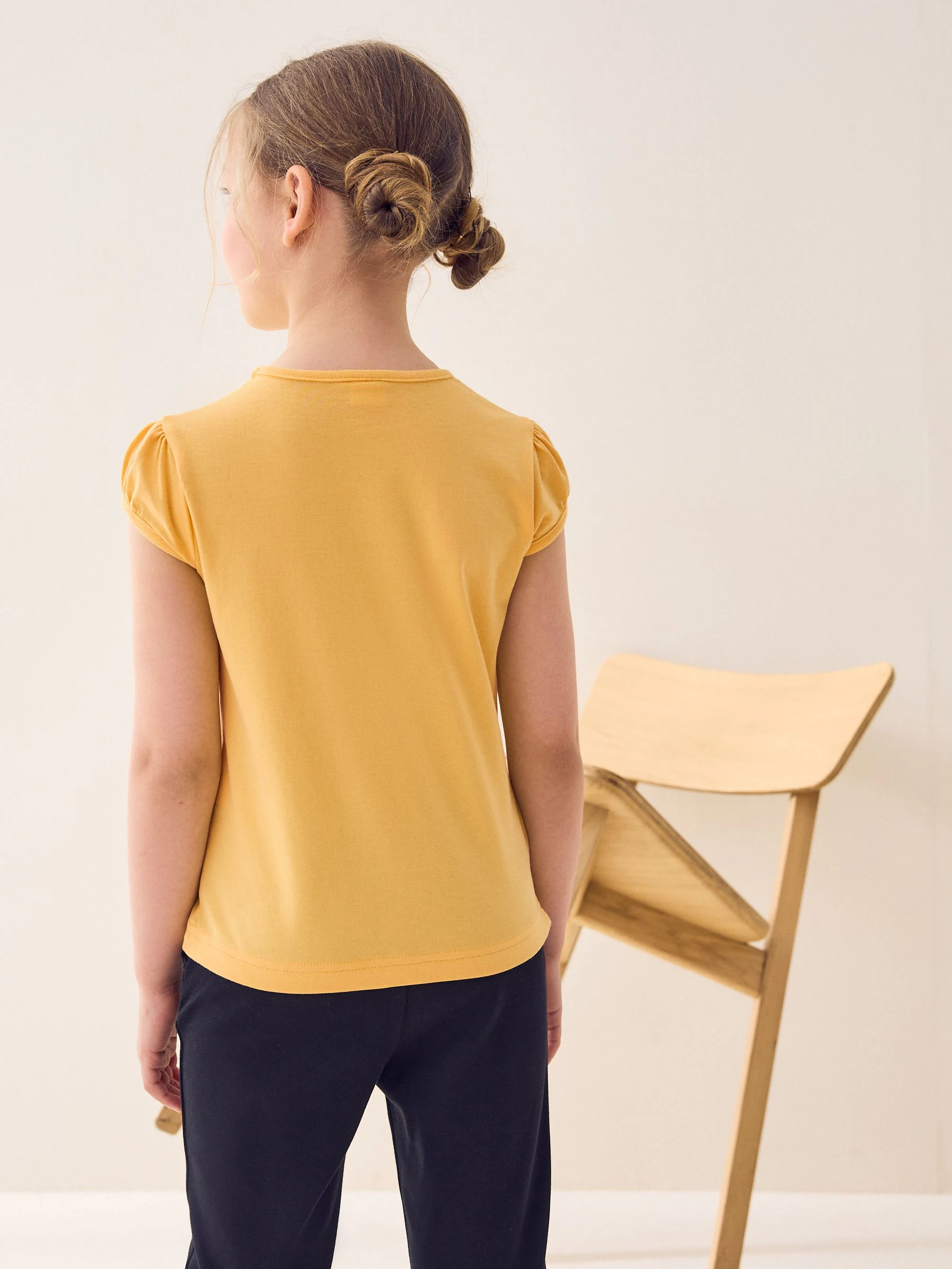Geel - 2 -pack T-shirts met pofmouwen (3-16jaar)