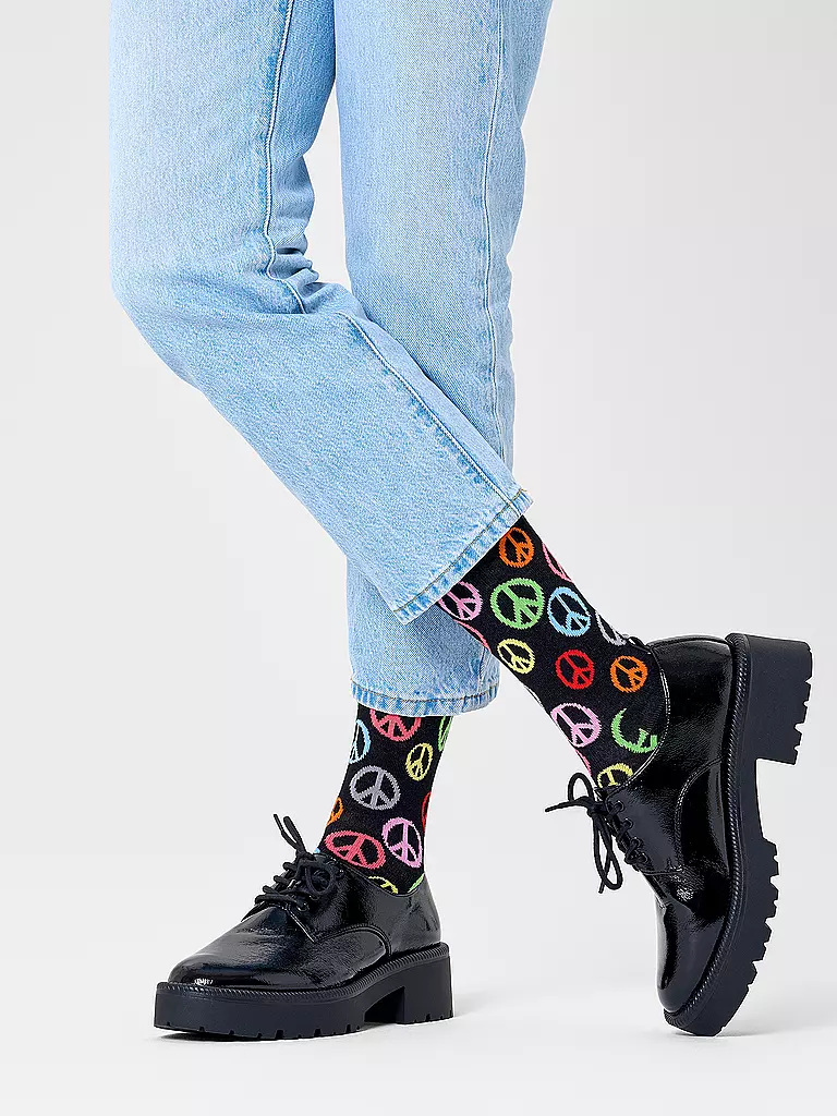HAPPY SOCKS Damen Socken PEACE 36-40 black schwarz