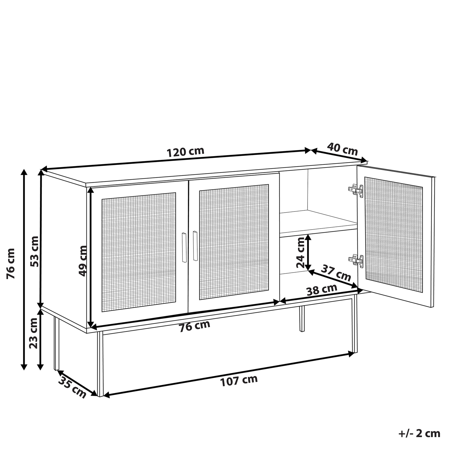 Beliani - PASCO  - Sideboard 3 deuren - Lichte houtkleur - Vezelplaat