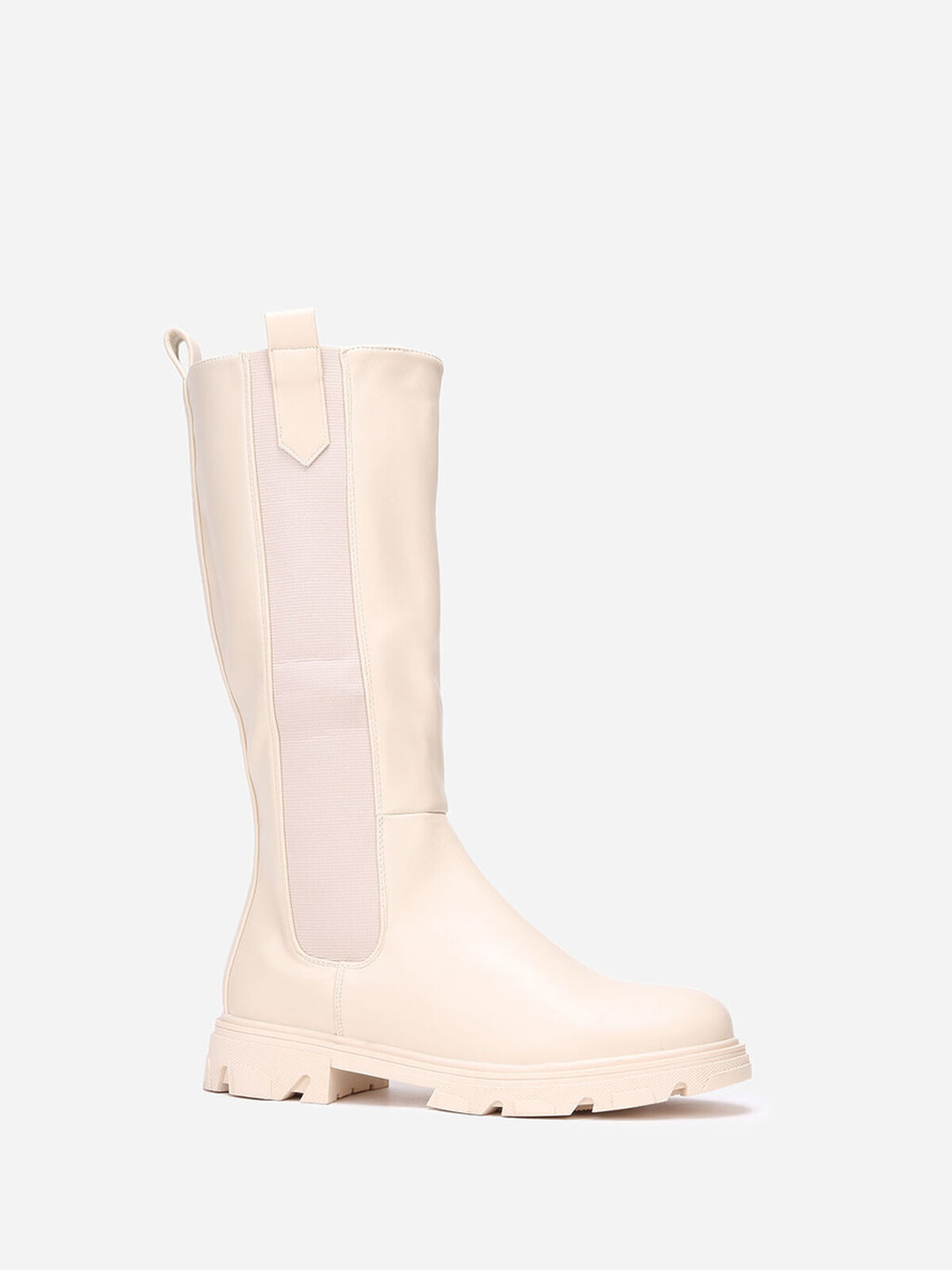 Bottes cavalières crantées grandes tailles- Beige