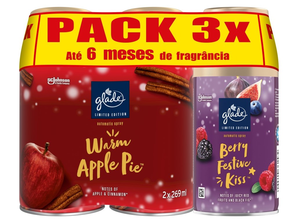 AMBIENTADOR AUTOMATIC GLADE WINTER RECARGA APPLE BERRY 3X269ML