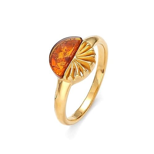 Bague tropique en argent doré