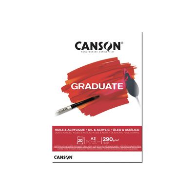 Canson Graduate - Bloc dessin huile et acrylique - 20 feuilles - A3 - 290 gr