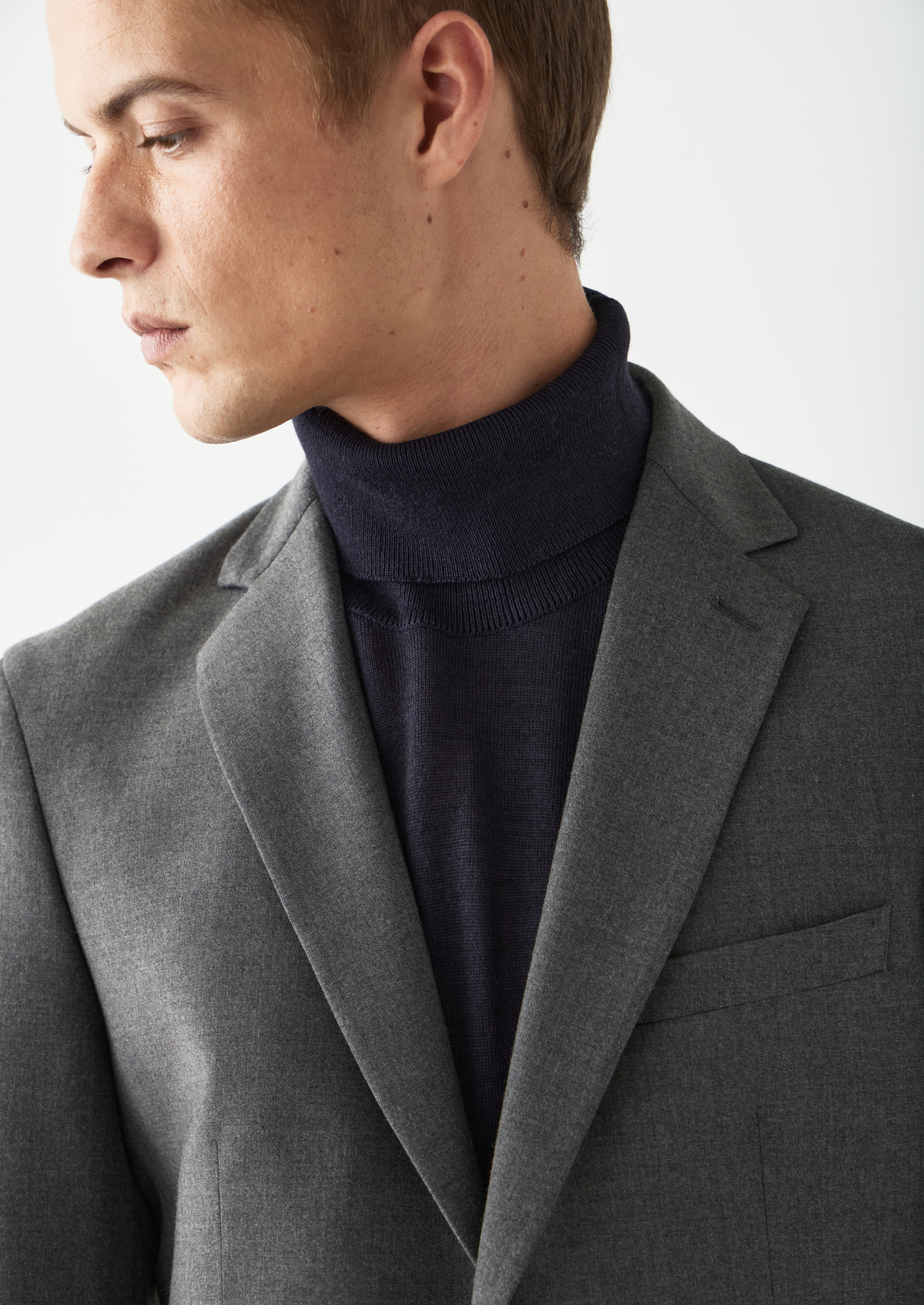 Veste coordonnable Regular en laine mélangée unie grise