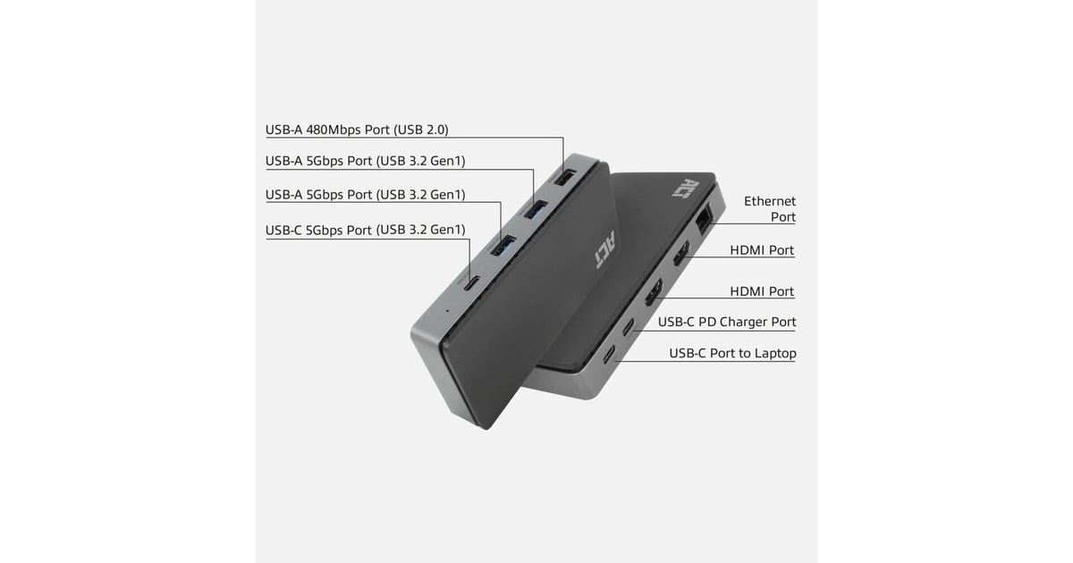 ACT ConnectivityUSB-C 4K MST dockingstation  (Zwart/grijs)