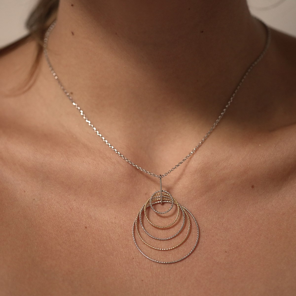 Collier Argent Rhodié Doré Diamanté Stella