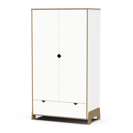 Albizia Armoire 2 portes + 1 tiroir   Blanc / chêne        de               CBA Meubles