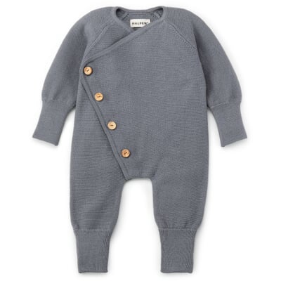Baby-Strampler Merinowolle, Rauchblau