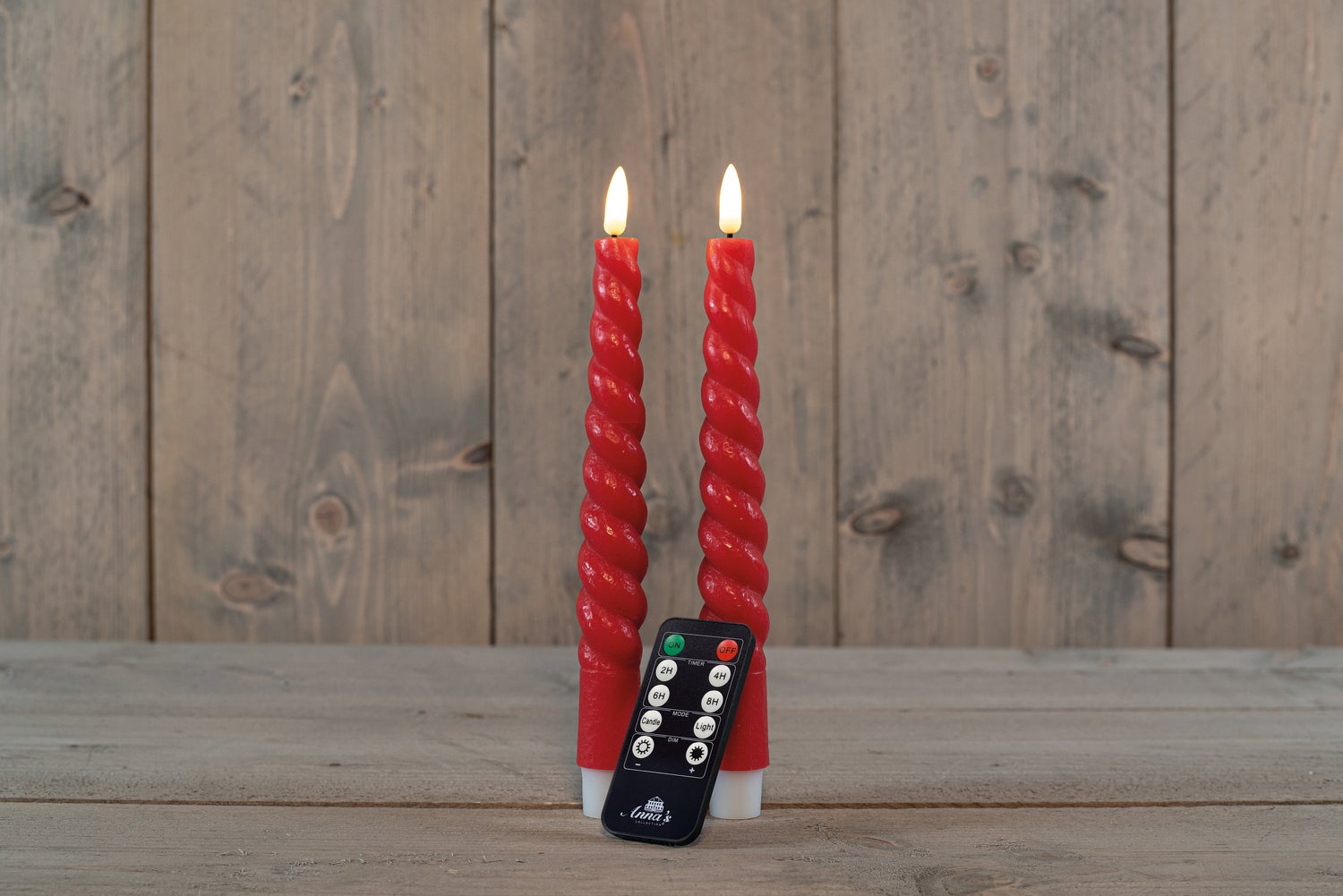 Anna's Collection LED dinerkaars Swirl rood D 2,5 H 23 cm 2 stuks