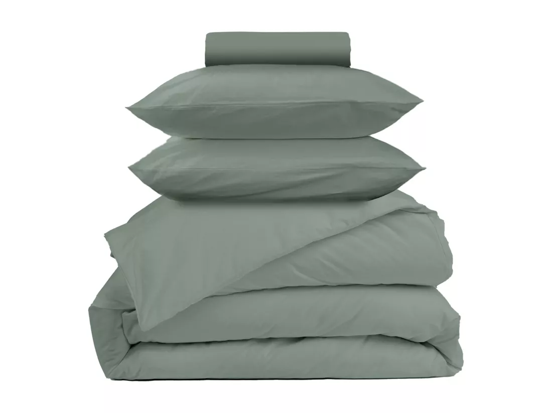 Parure - Draps Housse 160x200cm, Housse de couette 240x260cm, Taie d'Oreillers 50x70cm - Vert