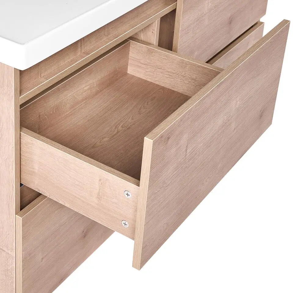 LAGOA - Wandgemonteerd meubel met wasbak - Lichtbruin - 120 cm - MDF