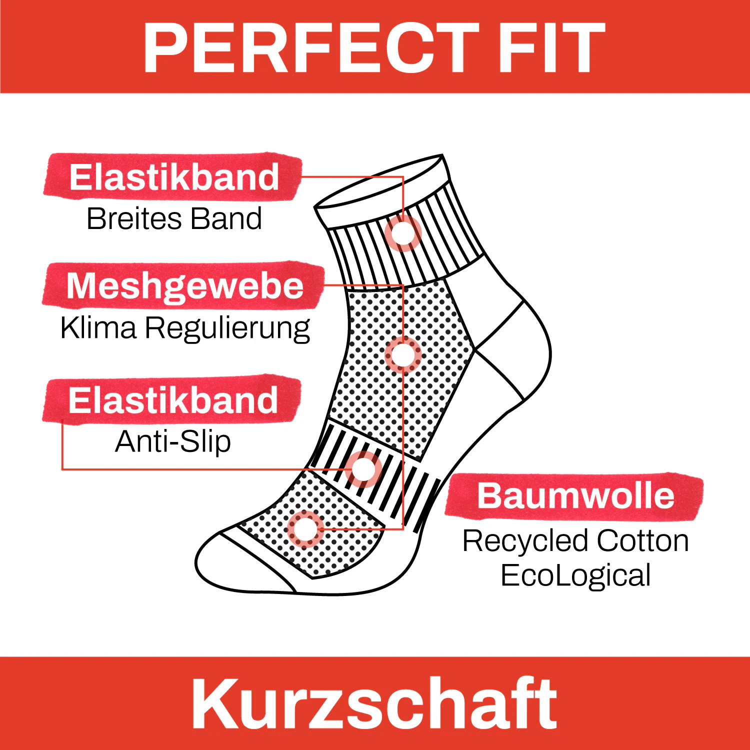 ChiliLifestyle Quarter Fitness AirGrip Kurzschaft, 3 Paar, Damen Herren