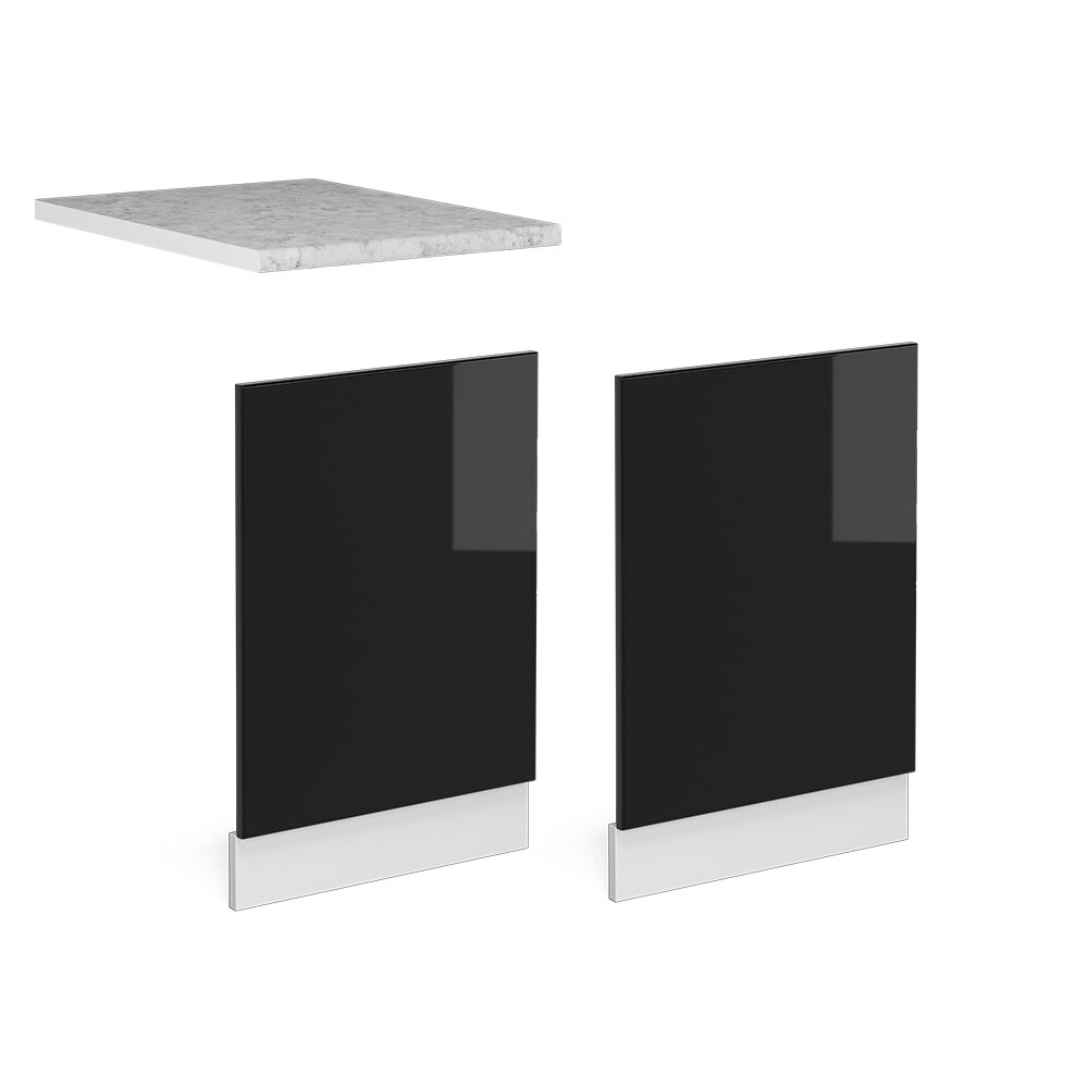 Vicco Geschirrspülerblende Küchenmöbel R-Line Solid Weiß Schwarz 45 cm modern