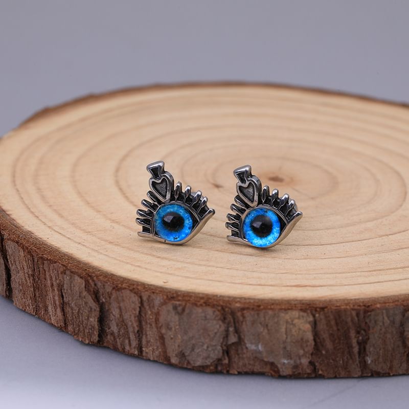 Prushia - Oorbel met boze oog van roestvrij staal