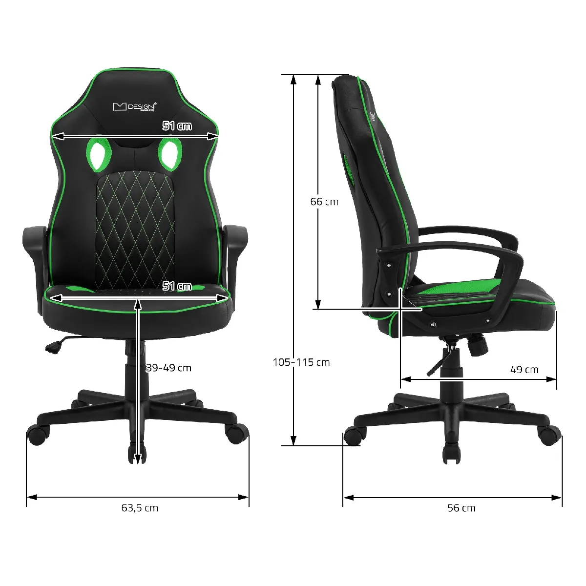 ML DESIGN MODERN LIVING ML-Design Gamer - Noir/Vert