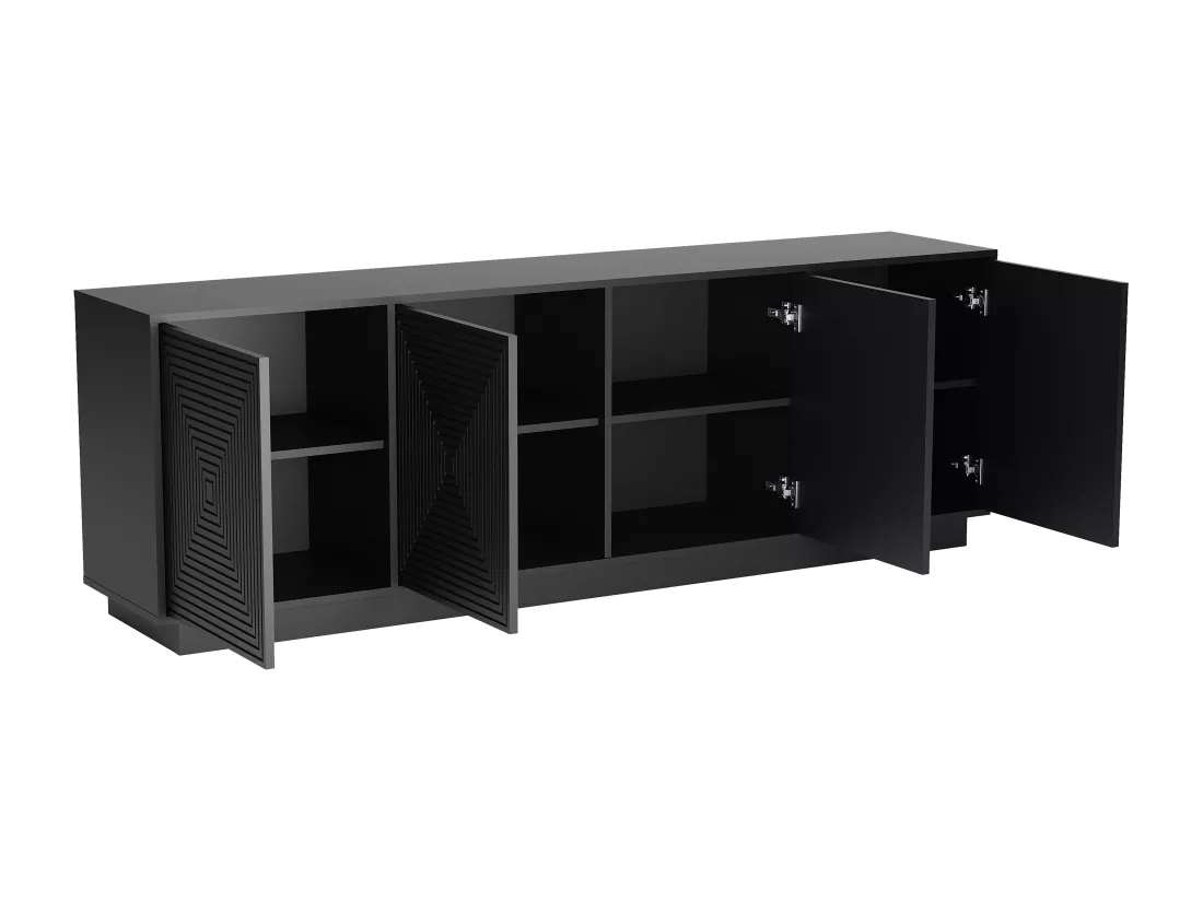 Buffet avec 4 portes en MDF - Noir - MEZULIA