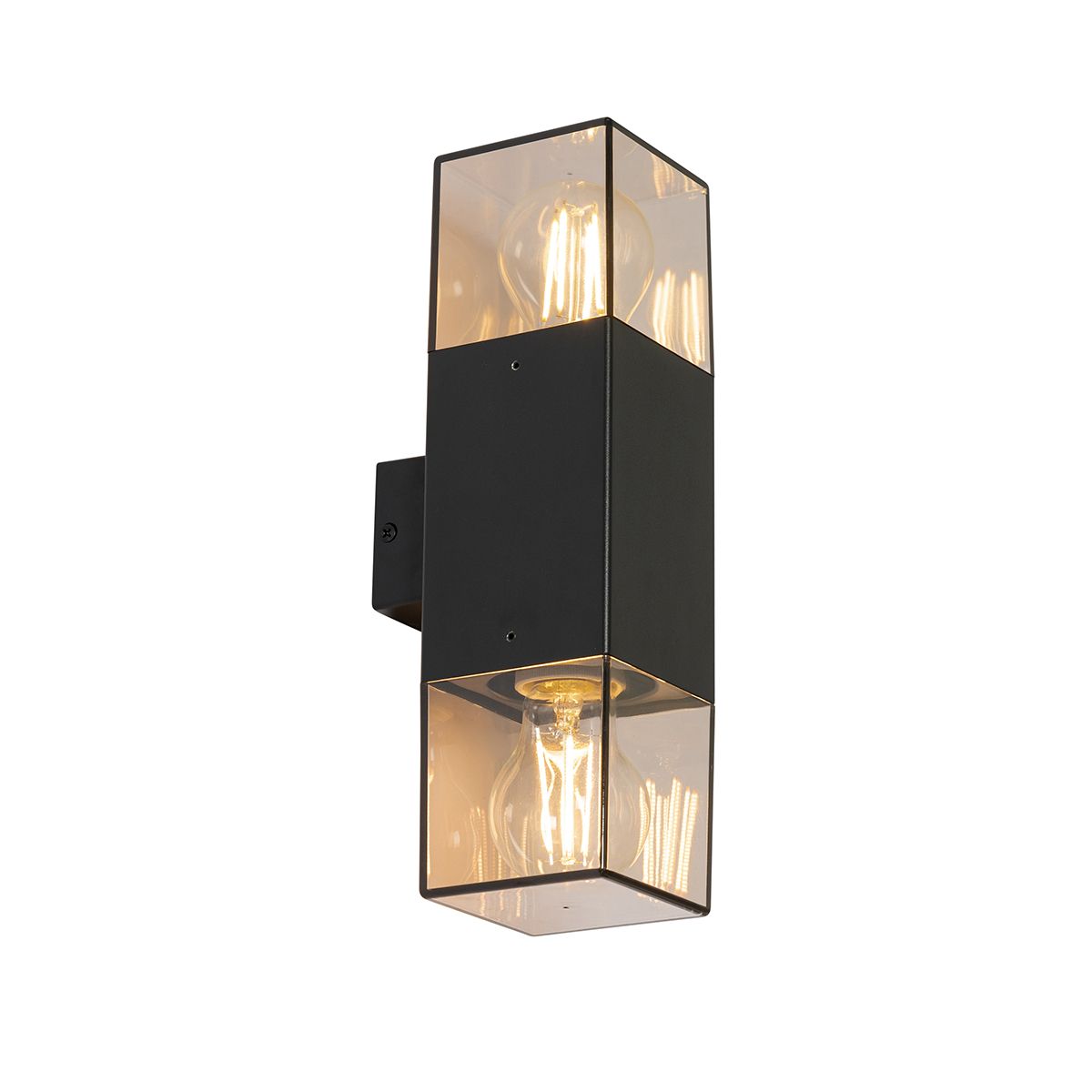 Buiten wandlamp zwart met smoke kap 2-lichts IP44 - Denmark