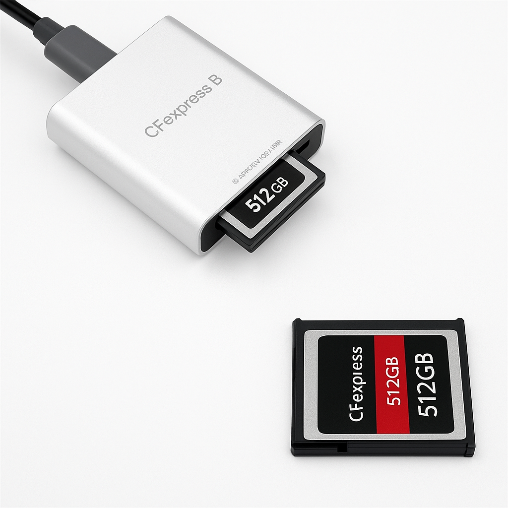 USB-C/-A 3.1 zu CFexpress-B Kartenleser Adapter – 10Gbit/s High-Speed / Kompatibel mit R5 Z6 Z7 / Für Windows / Mac / iPad – Weiss