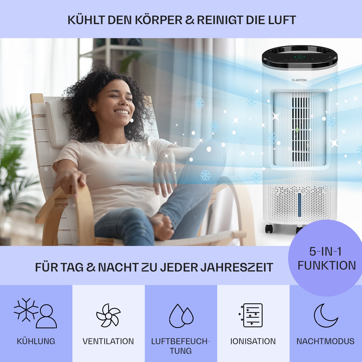 IceWind Plus 4-in-1 Luftkühler 330 m³/h Oszillation Fernbedienung