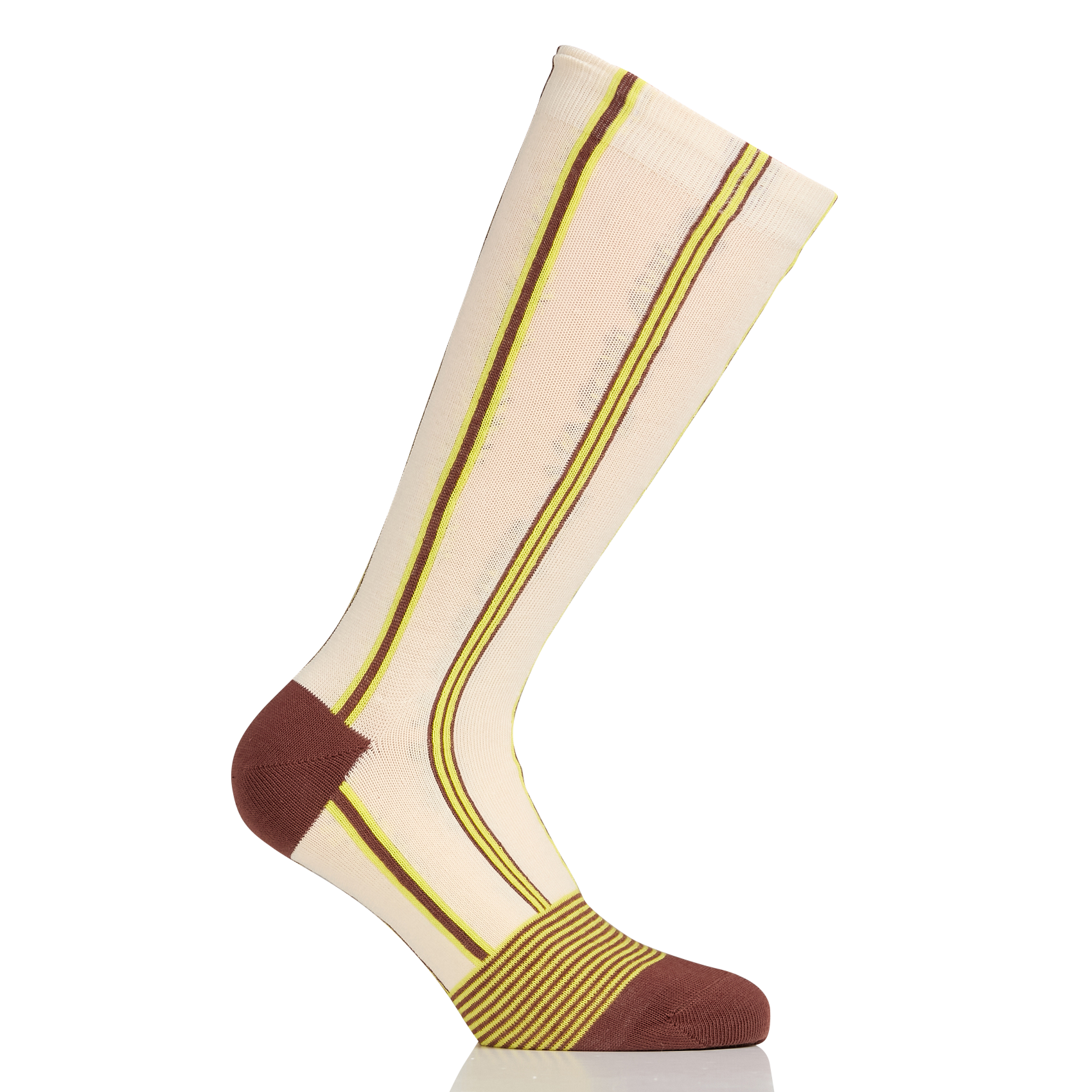 Chaussettes hautes en coton mélangé à rayures | Blanc